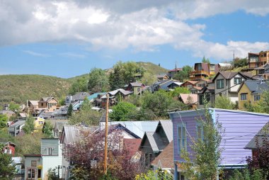 Wasatch Dağları, Utah 'taki Town Park City' de Sokak Sahnesi