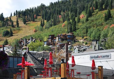 Panorama in Autumn in the Town Park City in the Wasatch Mountains, Utah