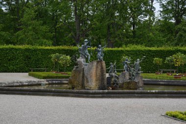 Fountain in Spring in the Castle and Park Herrenhaeuser Gaerten in Hannover, the Capital City if Lower Saxony