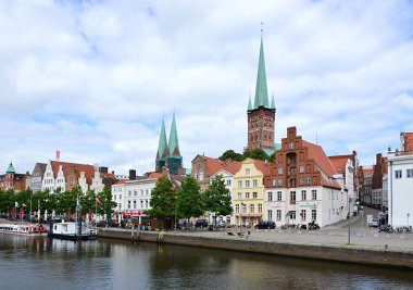 Panorama at the River Trave in the Old Hanse Town Luebeck, Schleswig - Holstein