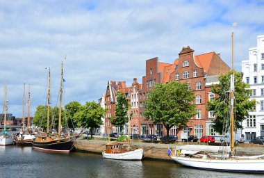 Panorama at the River Trave in the Old Hanse Town Luebeck, Schleswig - Holstein clipart