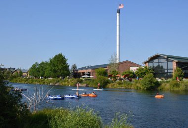 Old Mill District at the Deschutes River in the Town Bend, Oregon