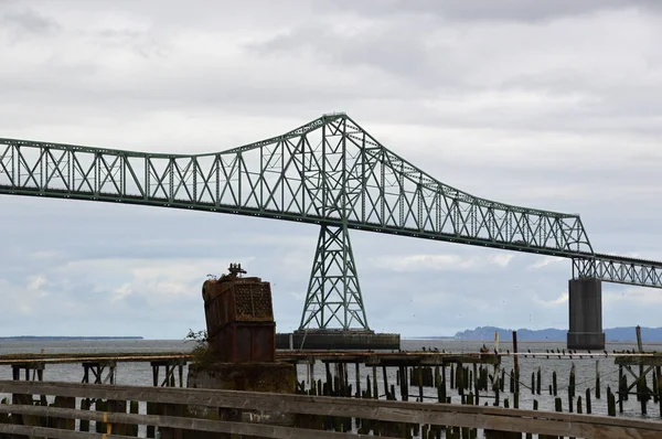 Steel Bridge Columbia River Town Astoria Oregon — Stock Photo, Image
