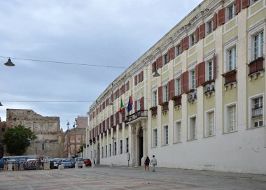 İtalya 'nın Sardina Adası' ndaki Eski Cagliari Kasabası 'ndaki Tarihi Bina