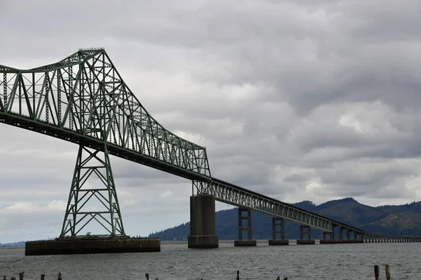 Historical Steel Bridge Columbia River Town Astoria Oregon — Stock Photo, Image