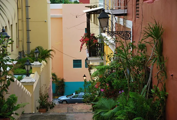 Úzká Ulice Starém Městě San Juan Hlavním Městě Portorika — Stock fotografie