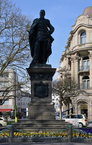 Statue Dans Vieille Ville Wiesbaden Capitale Hesse — Photo