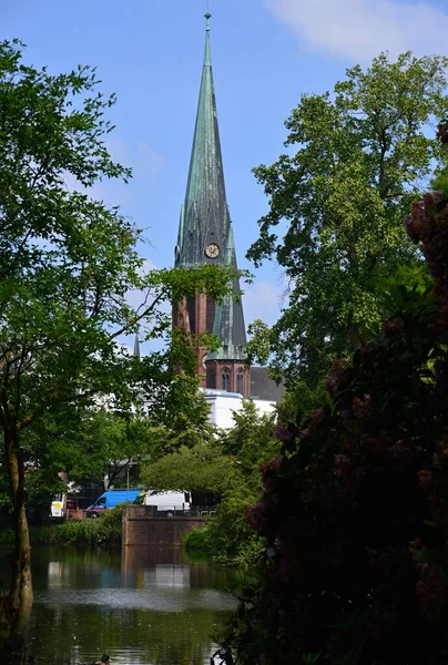 Ιστορική Εκκλησία Στην Παλιά Πόλη Του Oldenburg Κάτω Σαξονία — Φωτογραφία Αρχείου