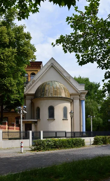 Synagogue Canal Landwehrkanal Fraenkel Ufer Neighborhood Kreuzberg Berlin Capital City — Stock Photo, Image
