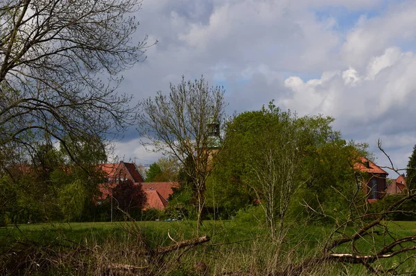 Весна Реки Боме Старом Городе Вальсроде Нижняя Саксония — стоковое фото