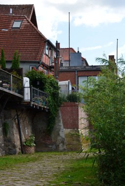 Lauenburg 'un eski kasabasındaki tarihi bina Elbe Nehri, Holstein - Holstein