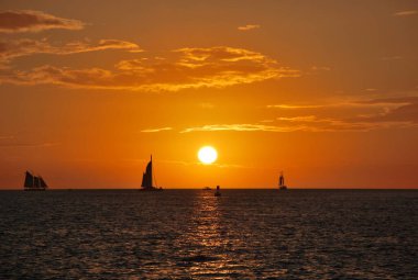 Meksika Körfezi üzerinde gün batımı, Florida Keys 'te Key West
