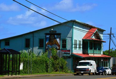 Hawaii, Büyük Ada 'da Hawi Kasabasında Sokak Sahnesi