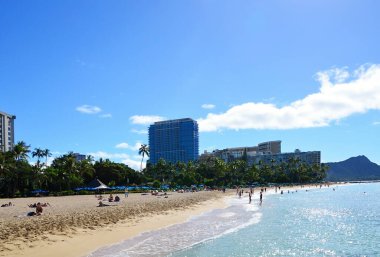 Waikiki Sahili 'nde Pasifik' te Panorama, Oaho Adası, Hawaii