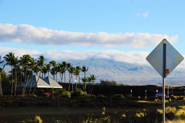 Pasifik 'te Panorama, Büyük Ada' da Kona Sahili, Hawaii