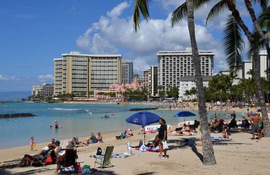Waikiki Sahili Pasifik Panorama, Ilsand Oahu, Hawaii 'de Honolulu