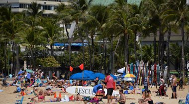 Waikiki Sahili Pasifik Panorama, Ilsand Oahu, Hawaii 'de Honolulu