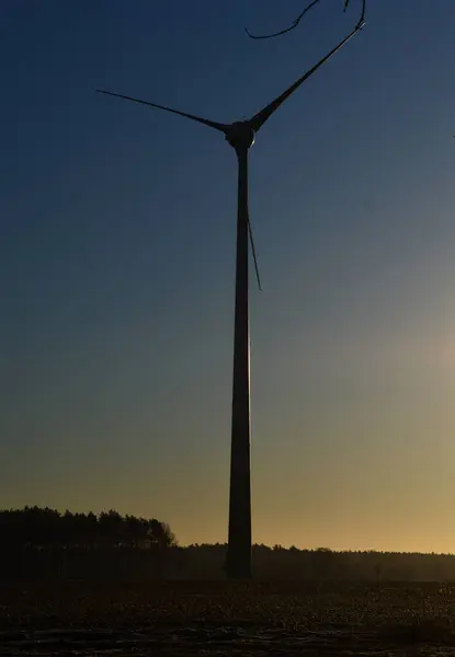 stock image Wind Wheel on a Winter Morning in the Heath Lueneburger Heide, Walsrode, Lower Saxony