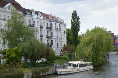 Panorama at the River Spree in the Neighborhood Moabit in Berlin, the Capital City of Germany clipart