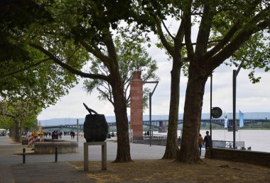 Promenade at the River Rhine in Mainz, the Capital City of Rhine Land - Palatinate