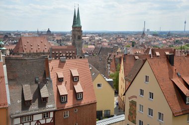 Nuremberg 'in Eski Kenti, Franconia, Bavyera' nın Hava Görüntüsü