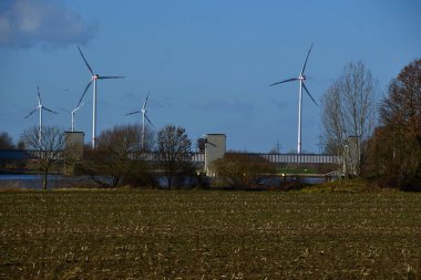 Dam at the River Weser in the Village Doerverden, Lower Saxony clipart