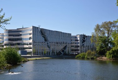 Duesseldorf şehir merkezindeki Panorama, Kuzey Ren 'in başkenti - Vestfalya