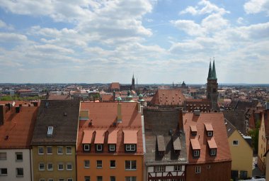 Nuremberg 'in Eski Kenti, Flanconia, Bavyera' nın Hava Görüntüsü