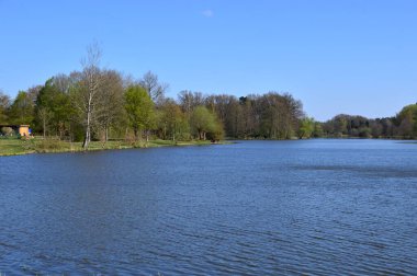 İlkbaharda Mueden köyünde Oertze nehrinde, Aşağı Saksonya 'da