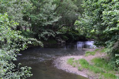 Thüringen 'deki Bad Berka kasabasındaki Ilm Nehri' nde pelerin.