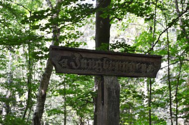 Jungbrunnen 'i İlkbaharda Foresat Eckenrworth' da Walsarode, Aşağı Saksonya 'da imzalayın.