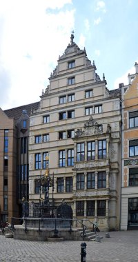 Aşağı Saksonya 'nın başkenti Hannover' in Eski Kasabası 'ndaki Tarihi Bina