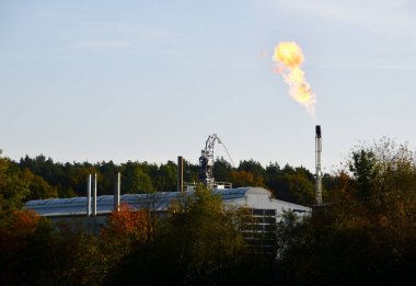 Heath Lueneburger Heide, Walsrode, Lower Saxony 'de Doğal Gaz Sondajı