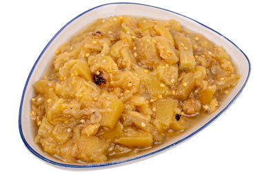 Kızarmış Egpplant tabakta