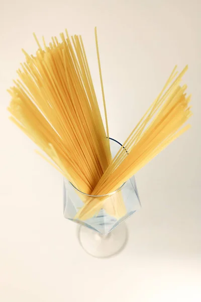 Durum Wheat Pasta Glass White Background Banners Advertisements Splash Screens — Stock Photo, Image