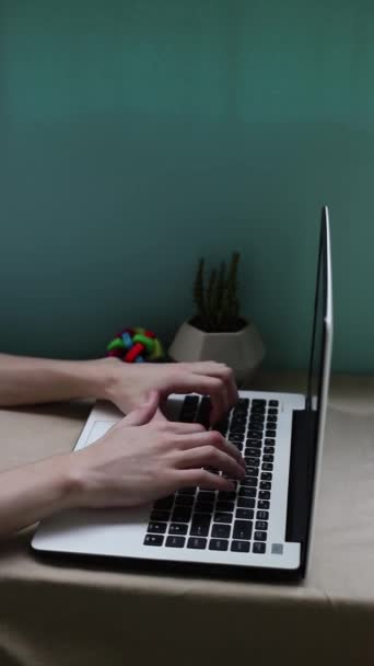 Horizontal Video Guy Working Studying Online White Laptop White Shirt — Stock Video