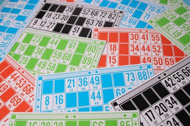 Farklı renkte kartlarla loto oyunu