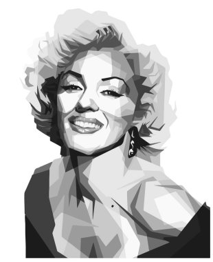 Marilyn Monroe sanatçı sanatçı sanat çizgisi sanat yüz vektörü seksi seks siyah beyaz figür modern poster logosu simgesi Clipart çizgileri grafik vektör şablonu playboy film fantazisi