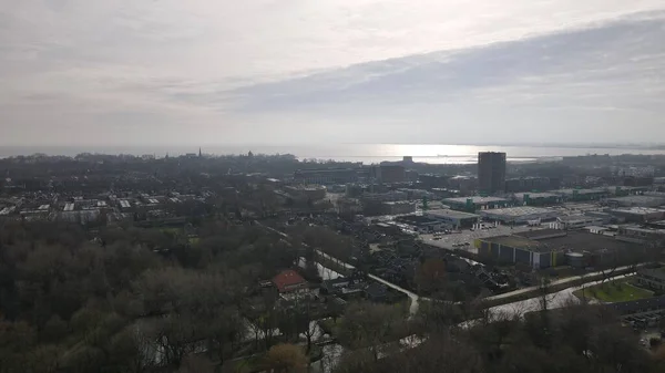 Hollanda 'nın Hoorn şehrinin hava manzarası