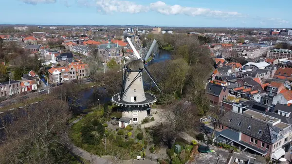 Hollanda 'daki tarihi Hollanda şehri Alkmaar' ın hava manzarası