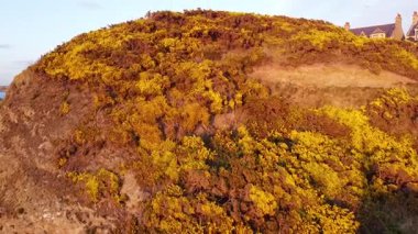St. John Kilisesi 'nin ve Kuzey İrlanda' nın kuzeyindeki plajdaki St. John Katedrali 'nin hava manzarası..
