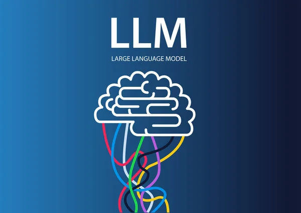 大脑的矢量图解 生成人工智能和大型语言模型Llm的概念 — 图库矢量图片