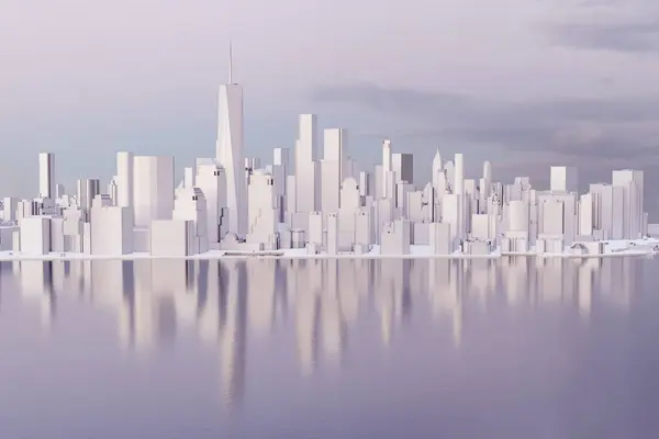 New York City Alsó Manhattan Belvárosában Napnyugtakor Alacsony Poli Téli — Stock Fotó