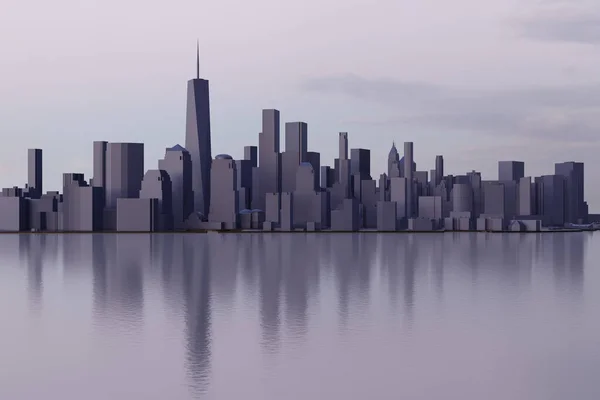 Vista Centro Nova York Área Inferior Manhattan Durante Pôr Sol — Fotografia de Stock
