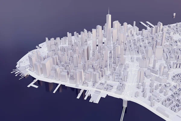 Вид Повітря Нью Йорк Нижній Манхеттен Низька Полімодель Міської Ілюстрації — стокове фото
