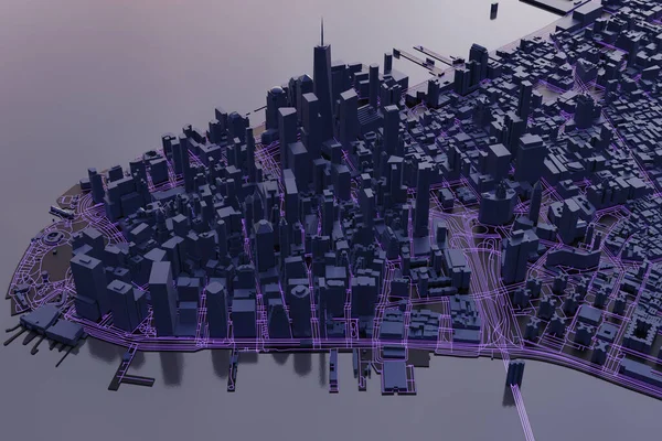 Вид Нижній Район Манхеттена Нью Йорка Під Час Заходу Або — стокове фото