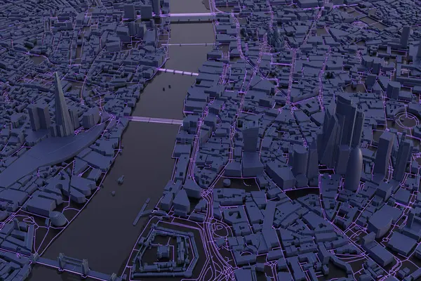 Вид Повітря Центр Лондона Велика Британія Низьке Полімініатюрне Місто Темними — стокове фото