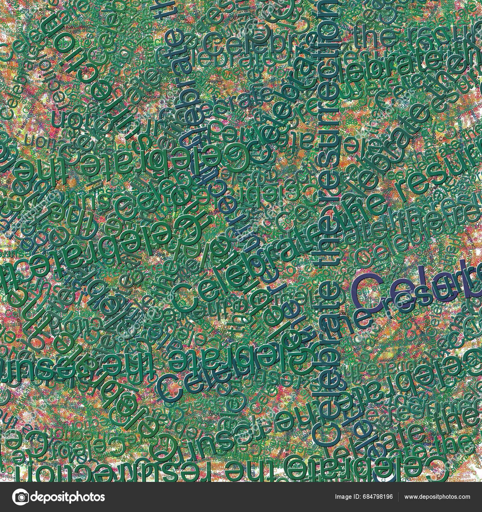 Confetti Words Celebrate Resurrection Bright Conifereucalyptus Stock Photo by ©psmcintyre 684798196