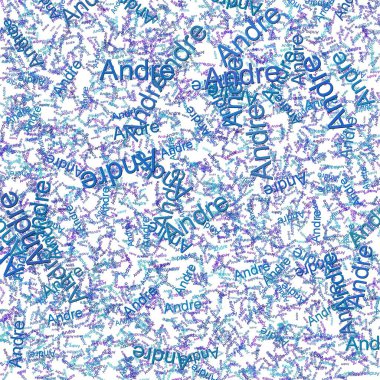 Confetti words Andre  Electric VioletPersian Blue clipart