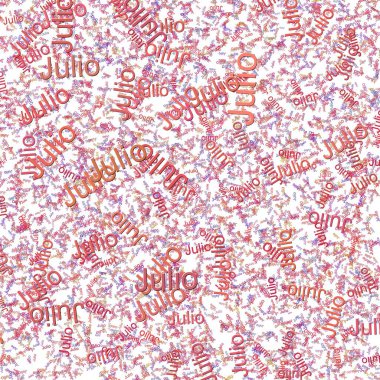 Confetti words Julio  CrimsonAmaranth clipart